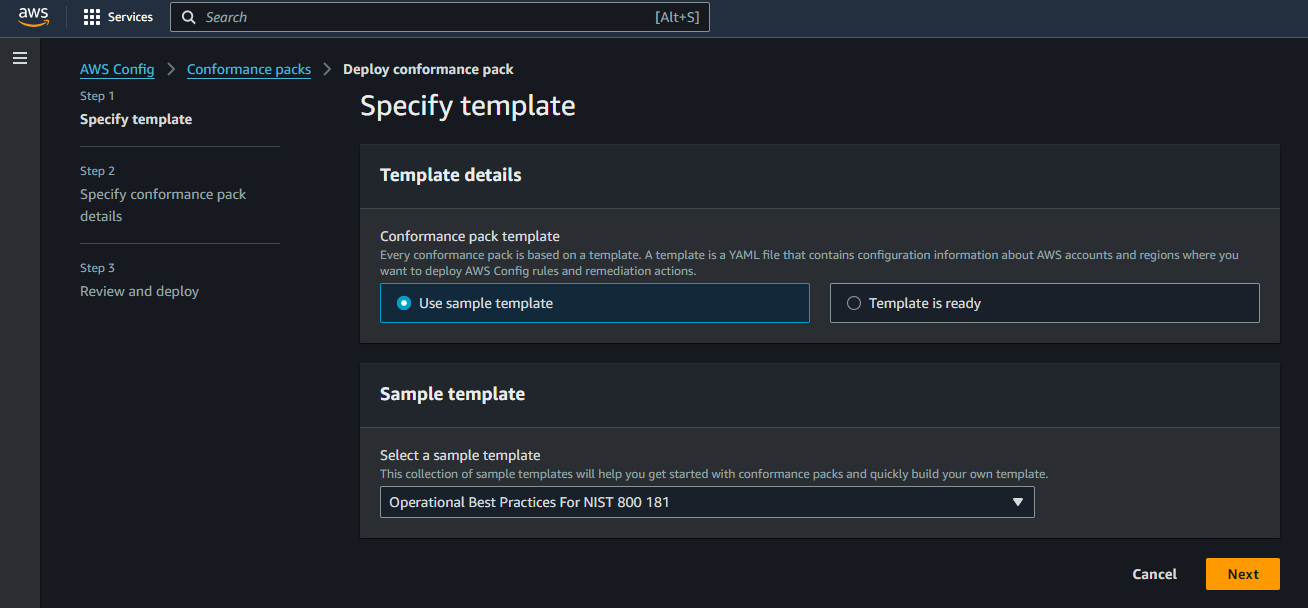 Conformance pack template