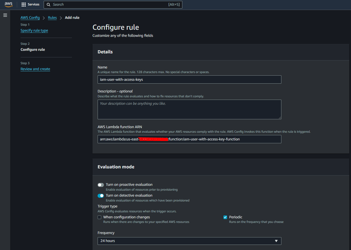 Custom Rules Config Rule Detail