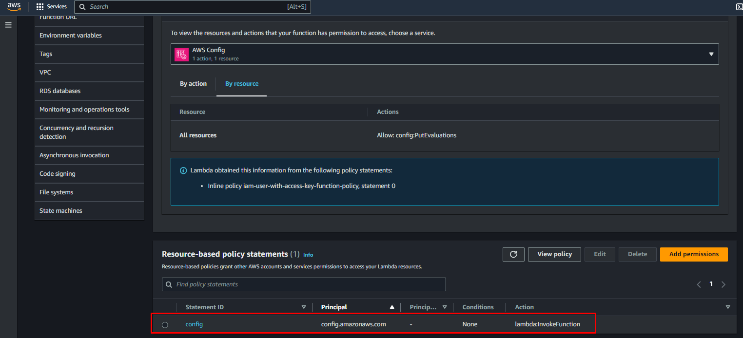 Custom Rules Lambda Resource Policy Finish